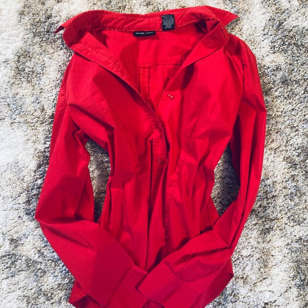 Vibrant Button Up Red Blouse